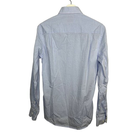 Duchamp Top Mens Medium Long Sleeve Button Down Shirt Blue Tailored Casual Work - Picture 10 of 12
